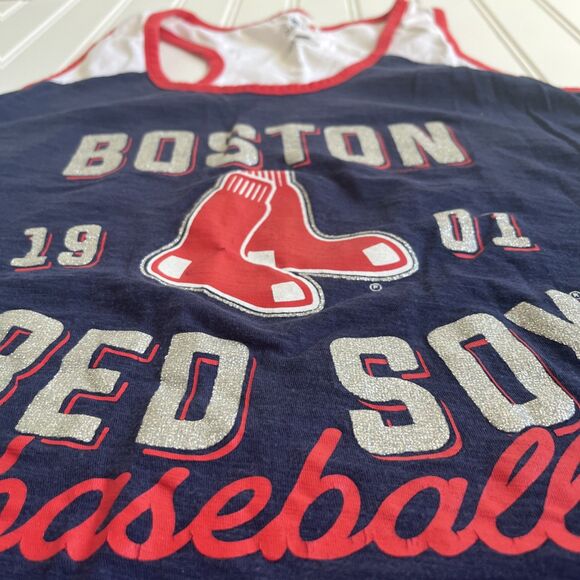 Boston Red Sox Women's Tank Top Navy Blue Size Small Glitter Logo - Picture 4 of 8
